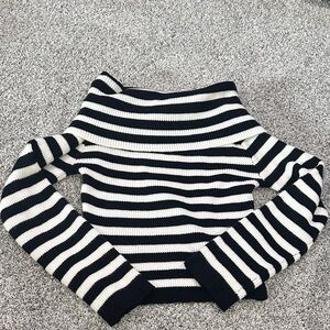 Danyel Off The Shoulder Sweater Black / White Stripe